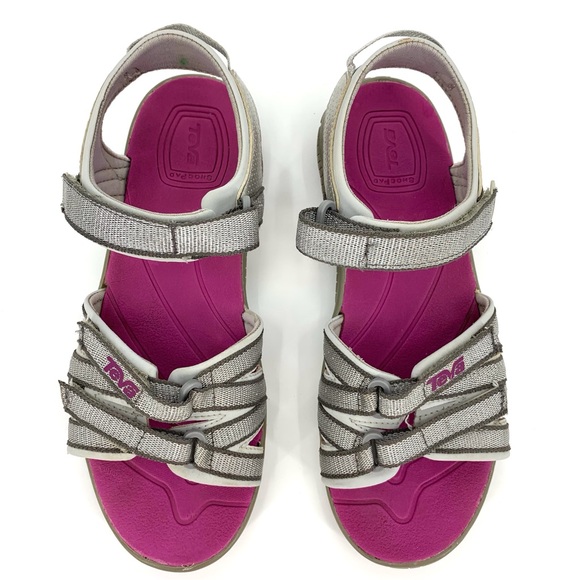 Teva Grey, Silver, and Pink Tirra Kids' Sport Sandal, 5 - Picture 4 of 16